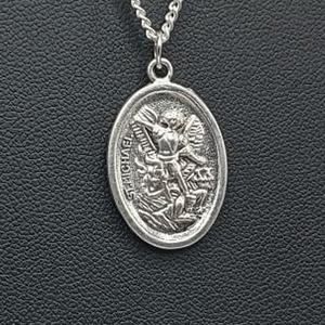 925 Silver Necklace w/ St.Archangel Michael Pendant Christian Birthday Gift New